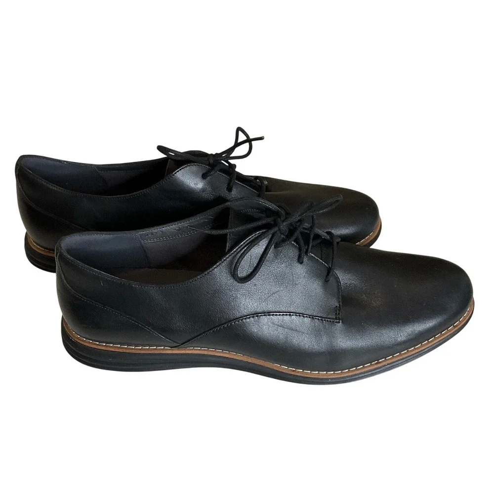 Cole Haan Leather Original Grand Plain Oxford Lace Up Shoes Black Classic 11B